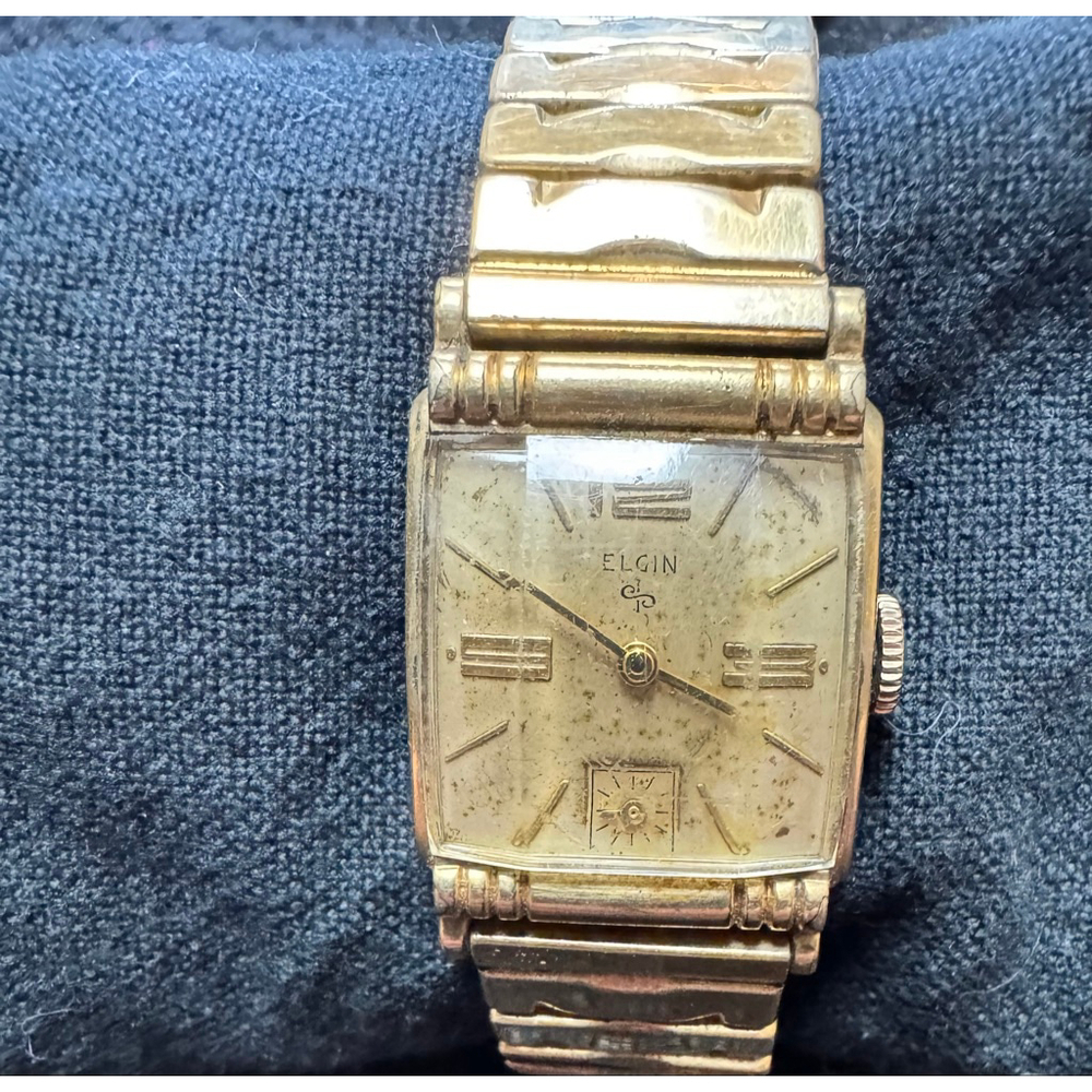 Elgin 10kt RGP Wrist Watch & 1/20th 10kt Gold Watch Band - Wind Up - Runs